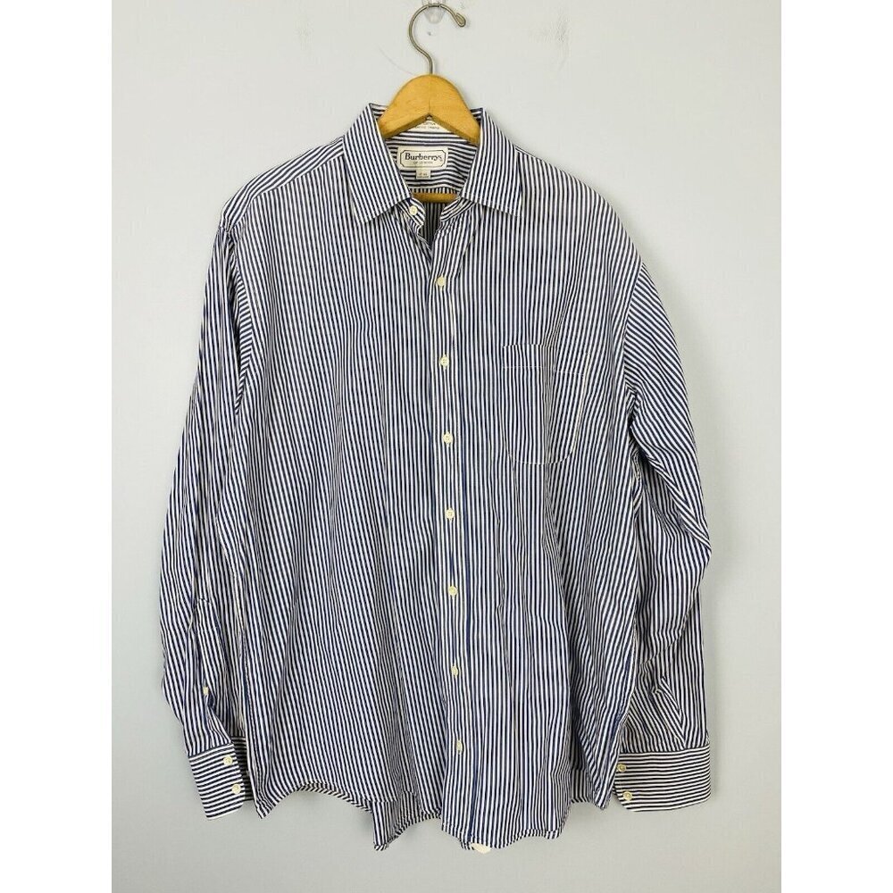 Vintage Burberrys of London Striped Button Up Dress Shirt Men's Size 17 - 35 USA